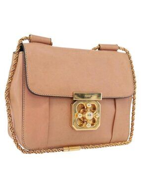 Authentic Chloe Chain Elsie Shoulder Bag Leather Pink Gold